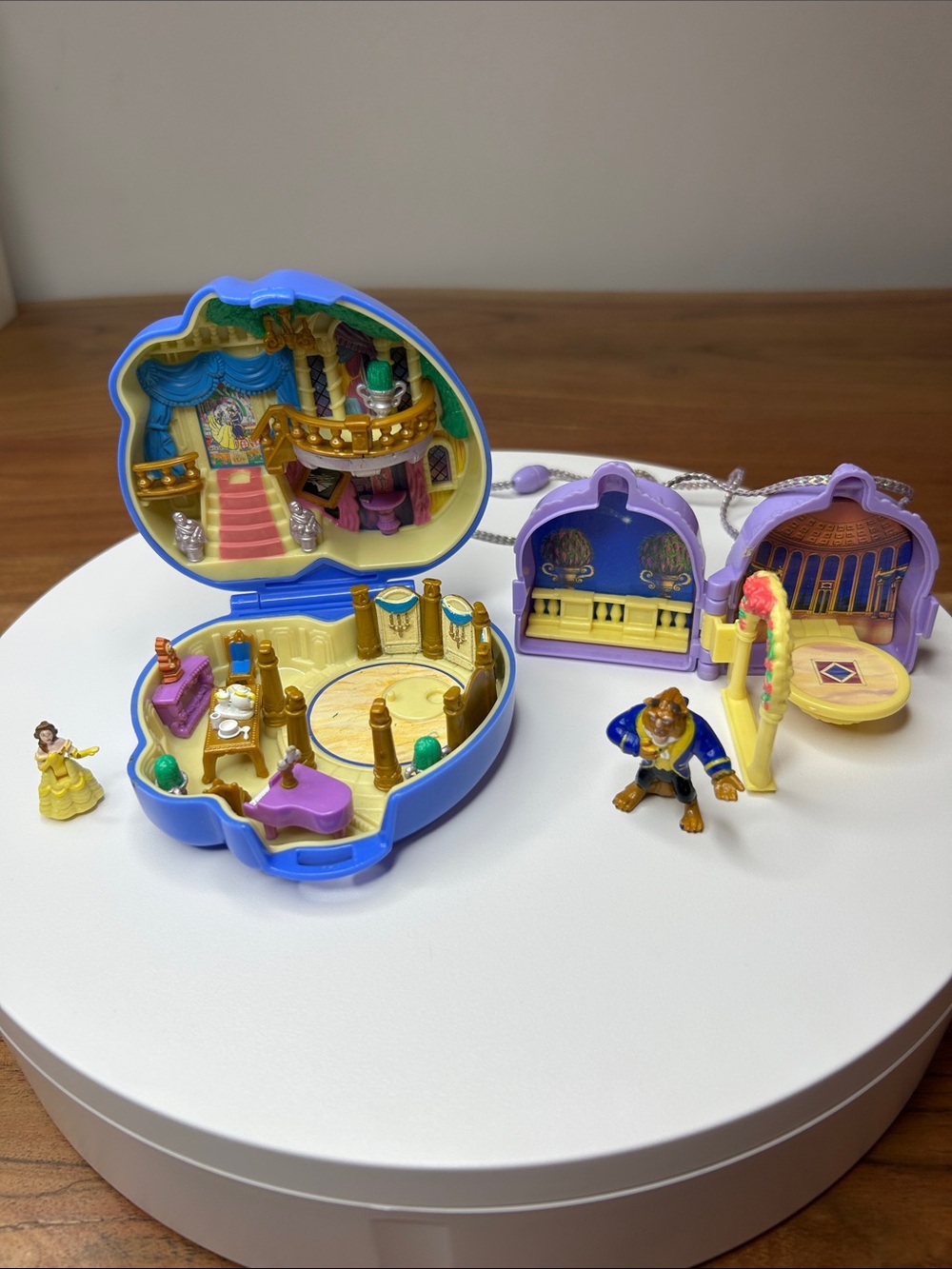 Vintage Beauty and the Beast Polly Pocket Compact & 1990 Disney Locket Lot